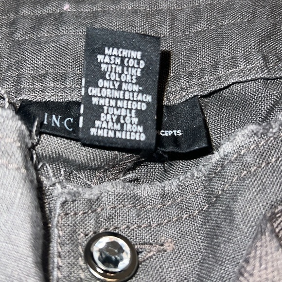 INC International Concepts Gray Linen Wide Leg Drawstring Pants Size 16 - Picture 5 of 5